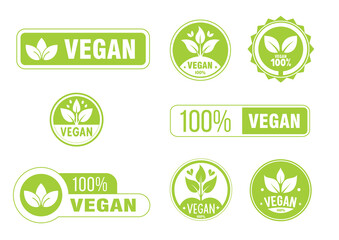 100 percent vegan labels - obrazy, fototapety, plakaty