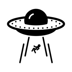 UFO in glyph style. Abduction by aliens