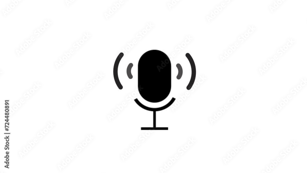 Poster podcast recording audio icon with microphone and wave form of sound or music. pod casting recording