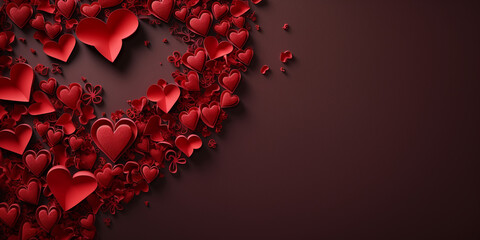 Big heart of little hearts on dark valentine day background