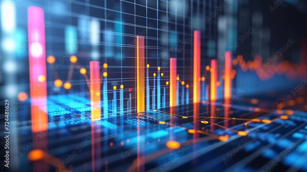 Wall mural multiple bar charts interconnected, background image, generative ai