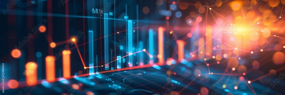 Wall mural multiple bar charts interconnected, background image, generative ai