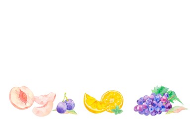 水彩で描いた美味しそうなフルーツのフレーム
