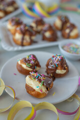 French Profiteroles with chocolate sauce