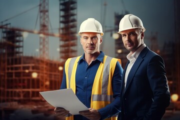 medium shot of builders at construction site