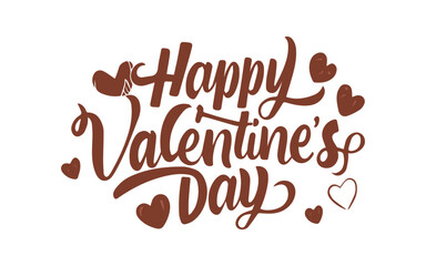 Fototapeta premium Happy Valentine's Day Lettering typography with hearts vector template. Drawn text for card, banner, poster design
