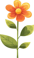 Cartoon style flower tree isolated on transparent background. PNG