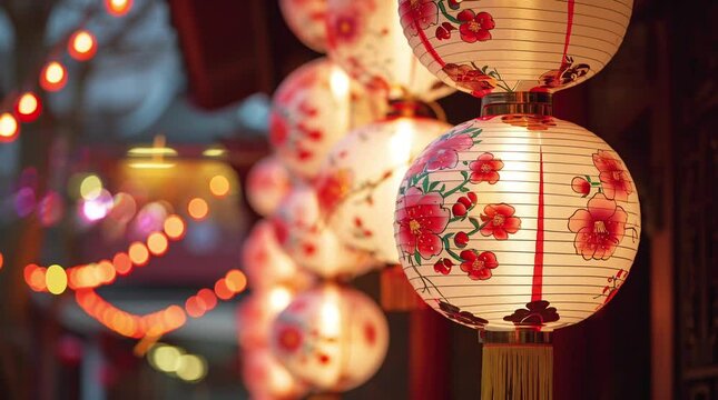 chinese new year lamp decoration Seamless looping 4k time-lapse virtual video animation background. Generated AI