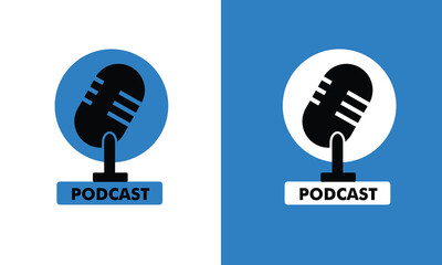 podcast radio logo icon. podcast illustration logo design concept