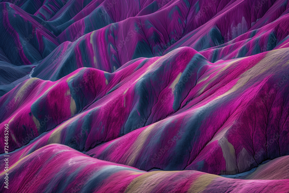 Poster surreal colorful landscape inspired by zhangye danxia mountains. background image. created with gene