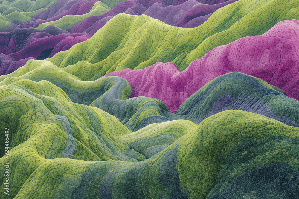 Poster surreal colorful landscape inspired by zhangye danxia mountains. background image. created with gene