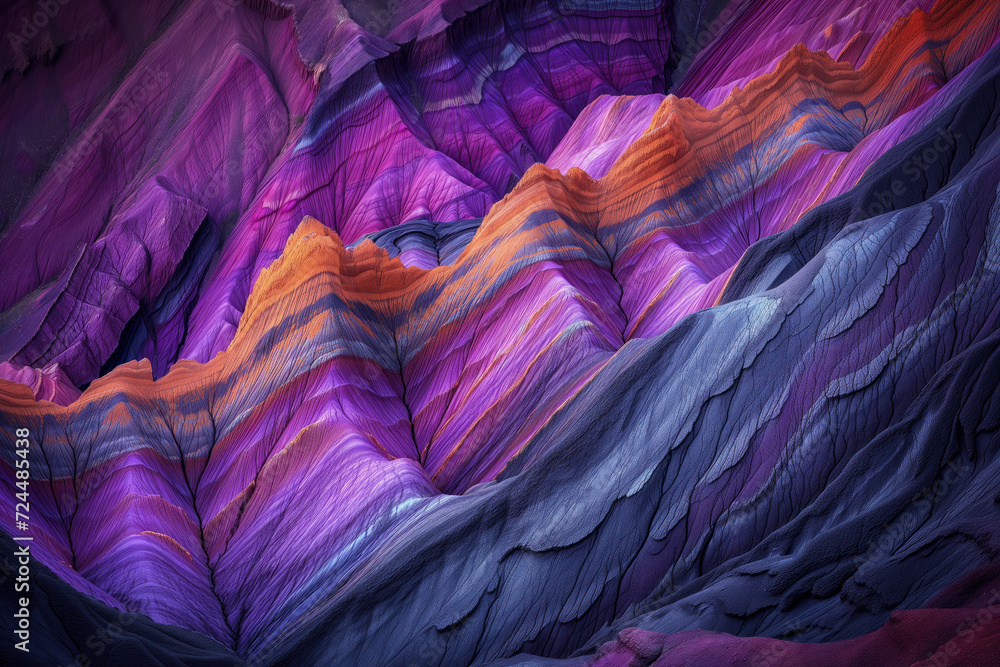 Poster surreal colorful landscape inspired by zhangye danxia mountains. background image. created with gene