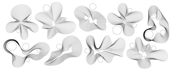 Minimal brutalist digital linear design elements. Futuristic composition, prints, frames, background graphic, y2k and trendy  style, abstract aesthetic shapes. Vector geometric illustrations set.