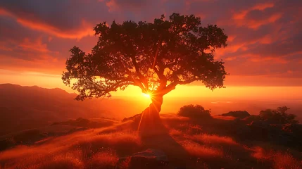 Foto op Canvas sunset in the savanna, landscape, africa © Tri_Graphic_Art