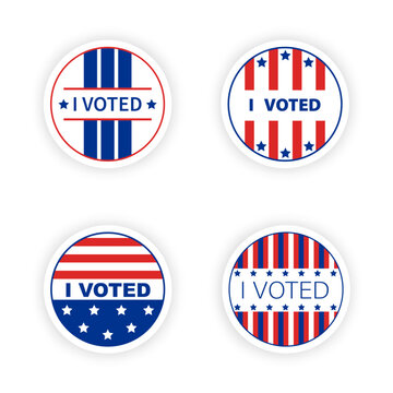 Circle voting label, responsible voting icon. American elections, voting sign. USA flag I Voted sticker.