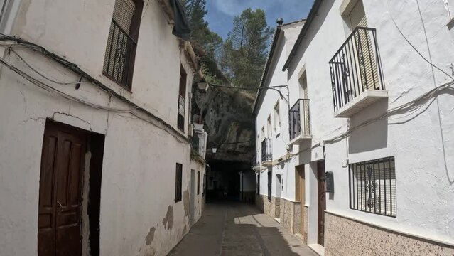 Panoramic view of Setenil de Las Bodegas town in Andalusia, Spain