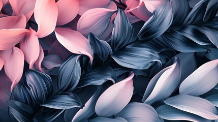 Pale pink and soft charcoal blend on pine leaves, a 3D spiral view capturing the smooth flow of their calming dance with a touch of freshness.
