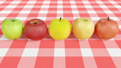 Still life. Mele colorate di vario tipo riprese in primo piano. serie di frutti.