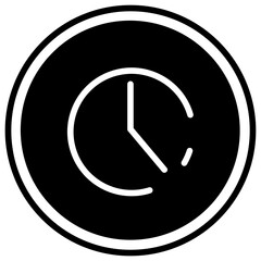 Clock glyph and line vector illustration