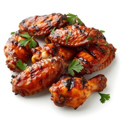 Grill Chicken Wings On White Background, Illustrations Images