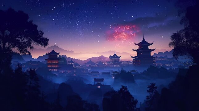 chinese new year background  Seamless looping 4k time-lapse virtual video animation background. Generated AI