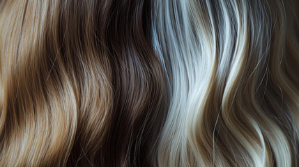 Fototapeta premium close-up of a flow of brunette to blonde ombre hair with a smooth and silky texture