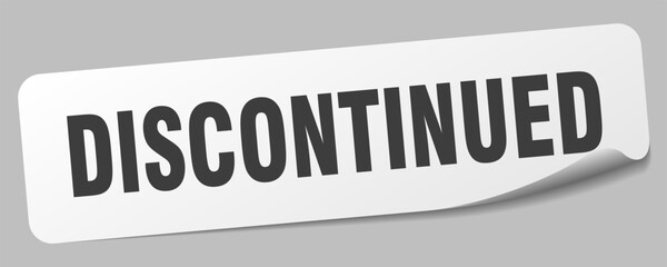 discontinued sticker. discontinued label