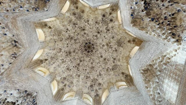 Ceiling in Alhambra palace and fortress complex, Granada, Andalusia, Spain