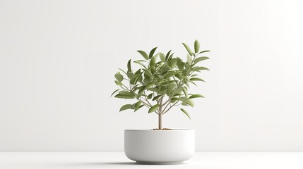 Plant with pot on white background. tree. 3d rendering. 3d illustration, generative ai