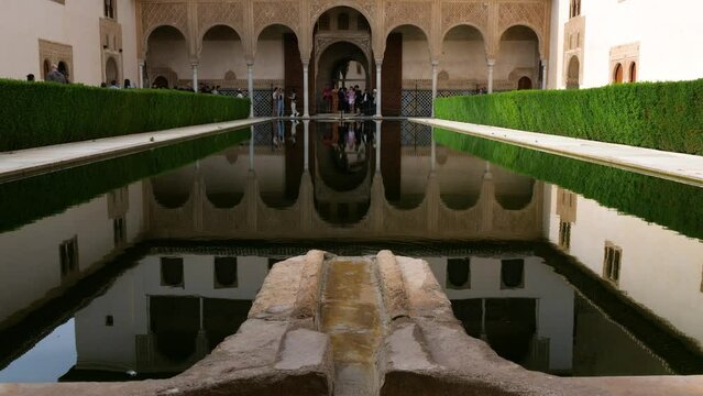 The Court of the Myrtles (Patio de los Arrayanes) in Alhambra, Granada, Spain