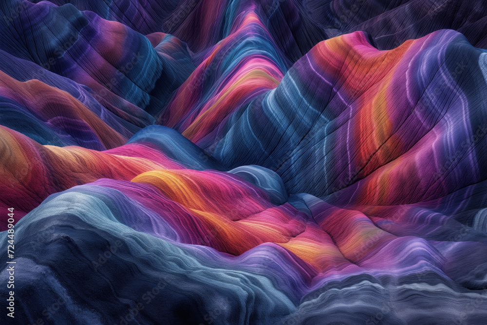 Poster surreal colorful landscape inspired by zhangye danxia mountains. background image. created with gene