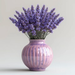 Interior Design Room Mock Vase Lavender On White Background, Illustrations Images