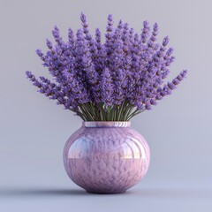 Interior Design Room Mock Vase Lavender On White Background, Illustrations Images