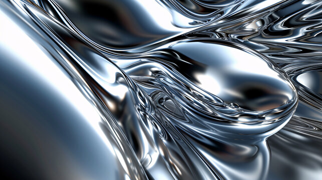 Abstract design with chrome effect wave background.