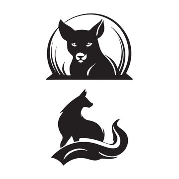 Fox vector art for logo design black fox set