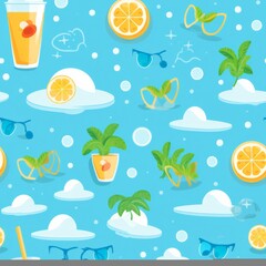 Blue Background With Oranges and Sunglasses