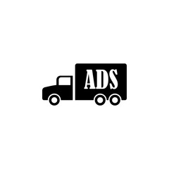 Ad placement on truck. Simple vector icon