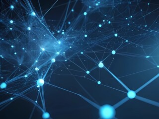 Obraz premium high quality, blue technology futuristic dots and lines, computer geometric digital connection structure, Visual information complexity, Intricate data threads plot, Intelligence artifici