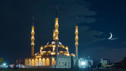 Fototapeta na wymiar a mosque at night
