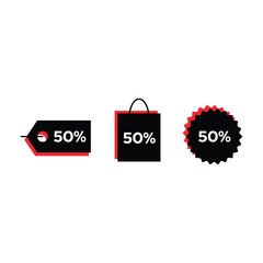 Simple discount illustration in red and black vector