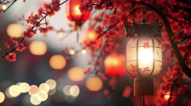 chinese new year background  Seamless looping 4k time-lapse virtual video animation background. Generated AI