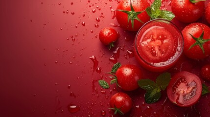 Beautiful background for tomato juice advertising - obrazy, fototapety, plakaty