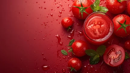 Fotobehang Beautiful background for tomato juice advertising © olegganko