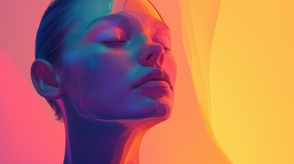 Fototapeta premium multicolored abstract portrait, headshot poster cover design illustration, conceptual digital art
