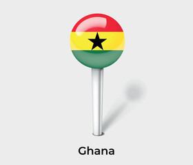 Ghana country flag pin map marker