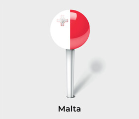 Malta country flag pin map marker