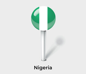 Nigeria country flag pin map marker
