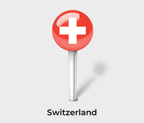 Switzerland country flag pin map marker