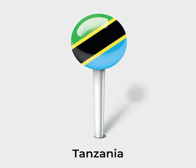 Tanzania country flag pin map marker