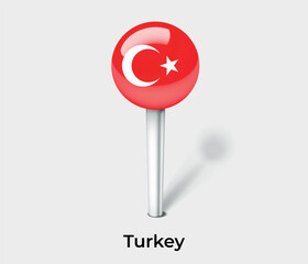 Turkey country flag pin map marker © Kuemin